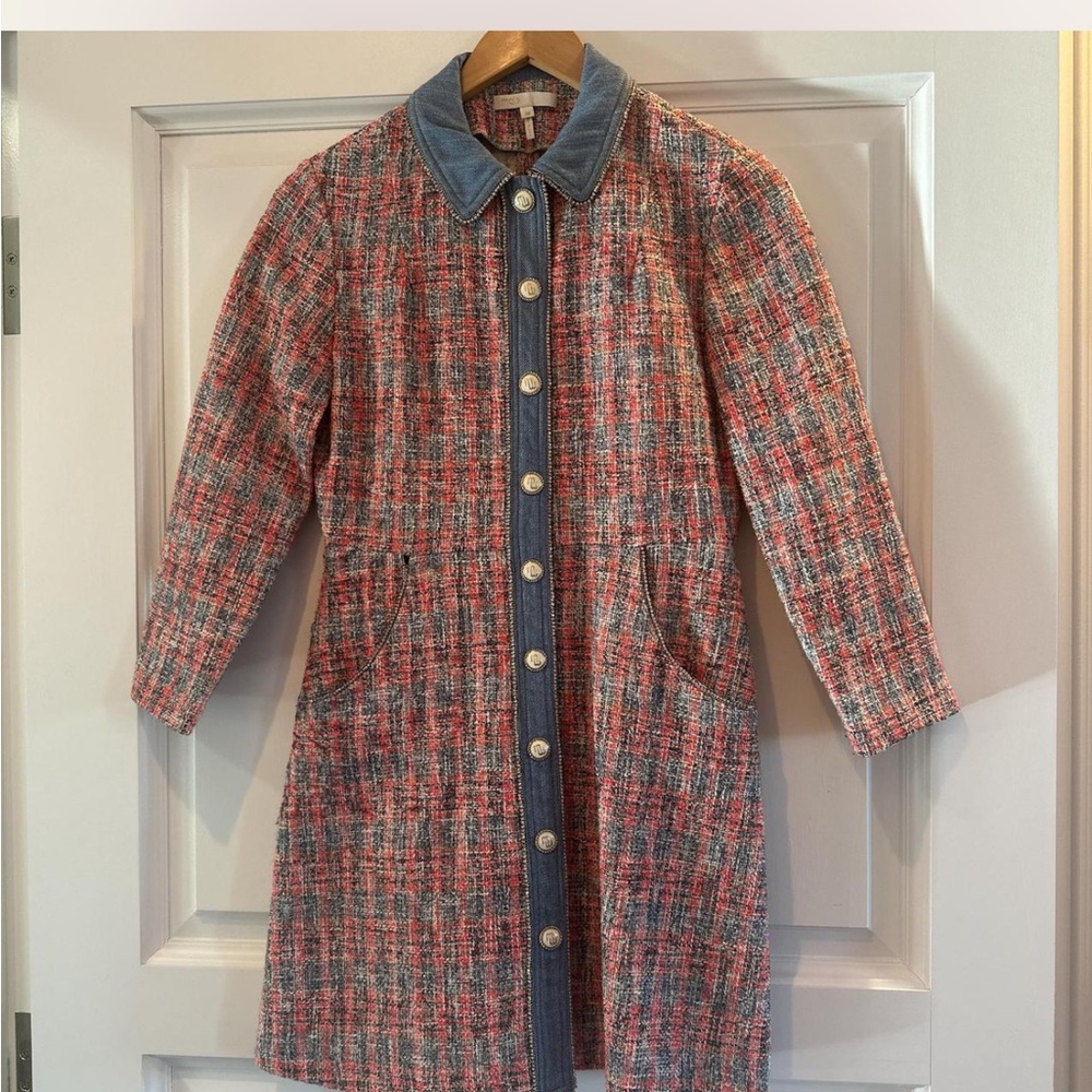 MAJE tweed / denim dress with special M buttons